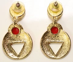 Multi Colour Gold Toned Drop Hoop Earrings