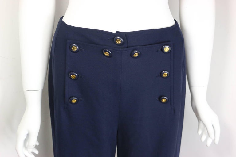 Chanel Navy Wool Pants For Sale at 1stdibs