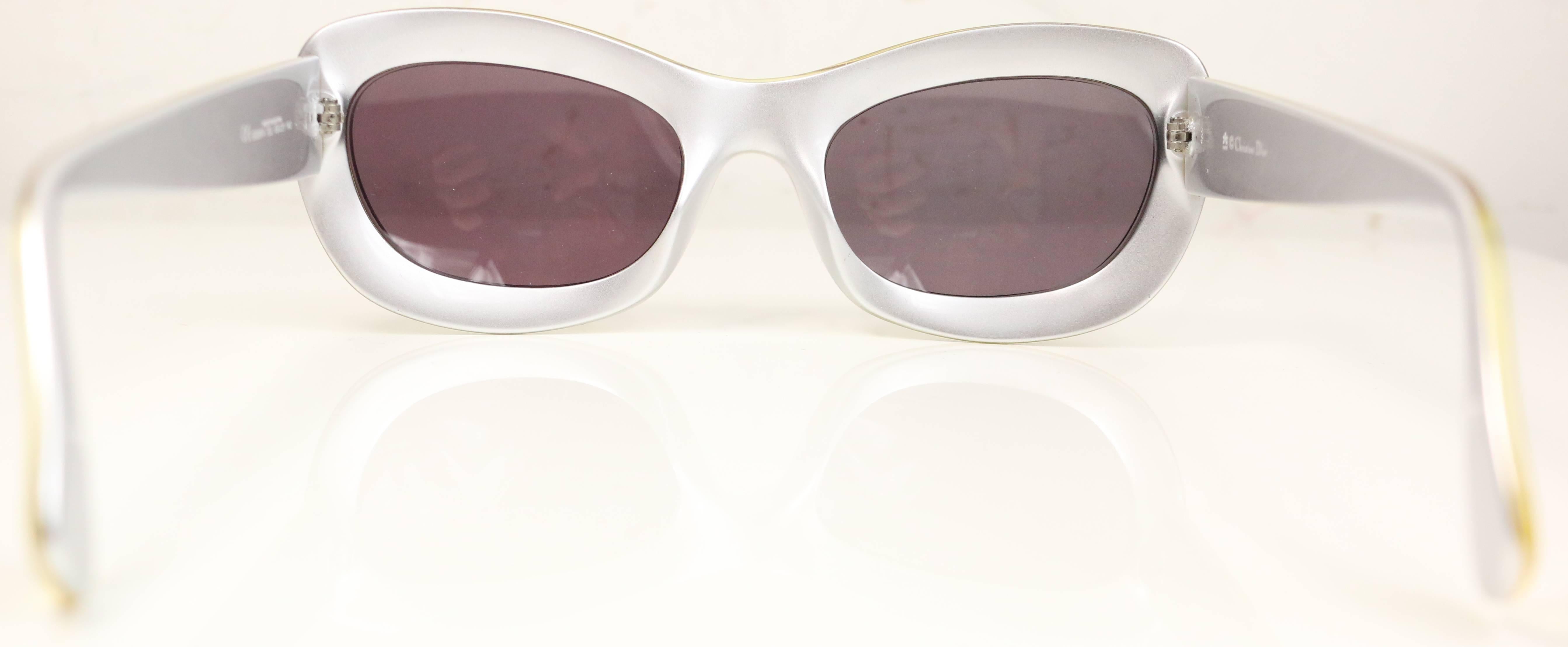 Brown Christian Dior Gold and Silver Sunglasses
