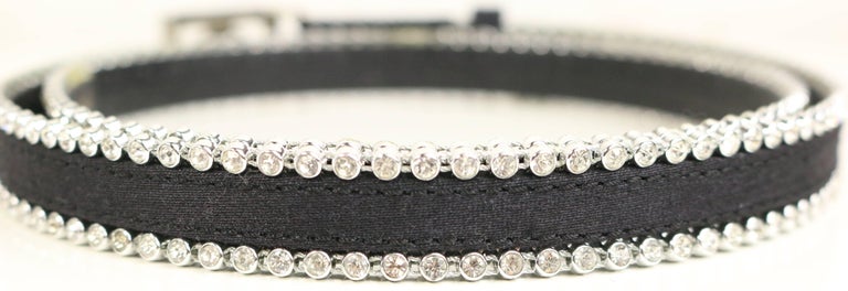 Gianni Versace Black Satin and Rhinestone with Medusa Buckle Belt For ...