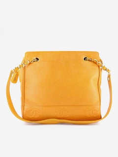 Chanel Orange Caviar Leather Tote Bag
