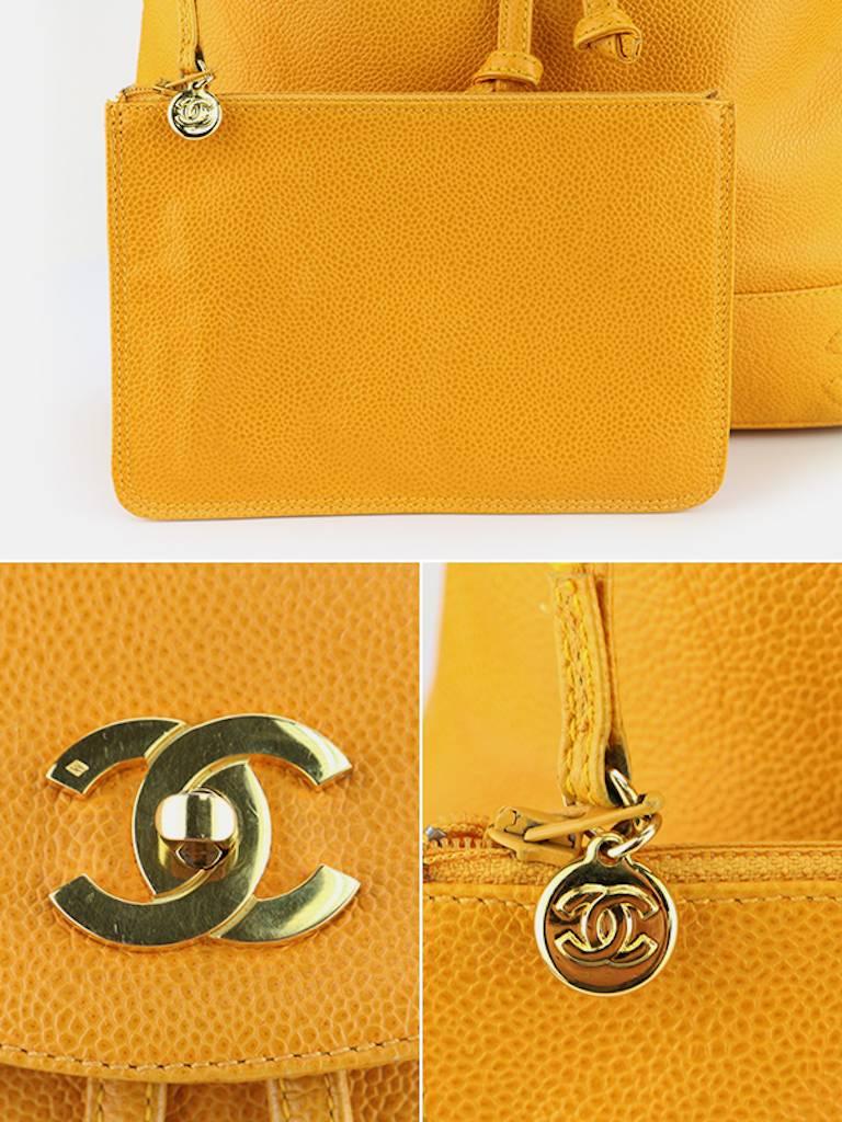 Chanel Orange Caviar Leather Backpack  2