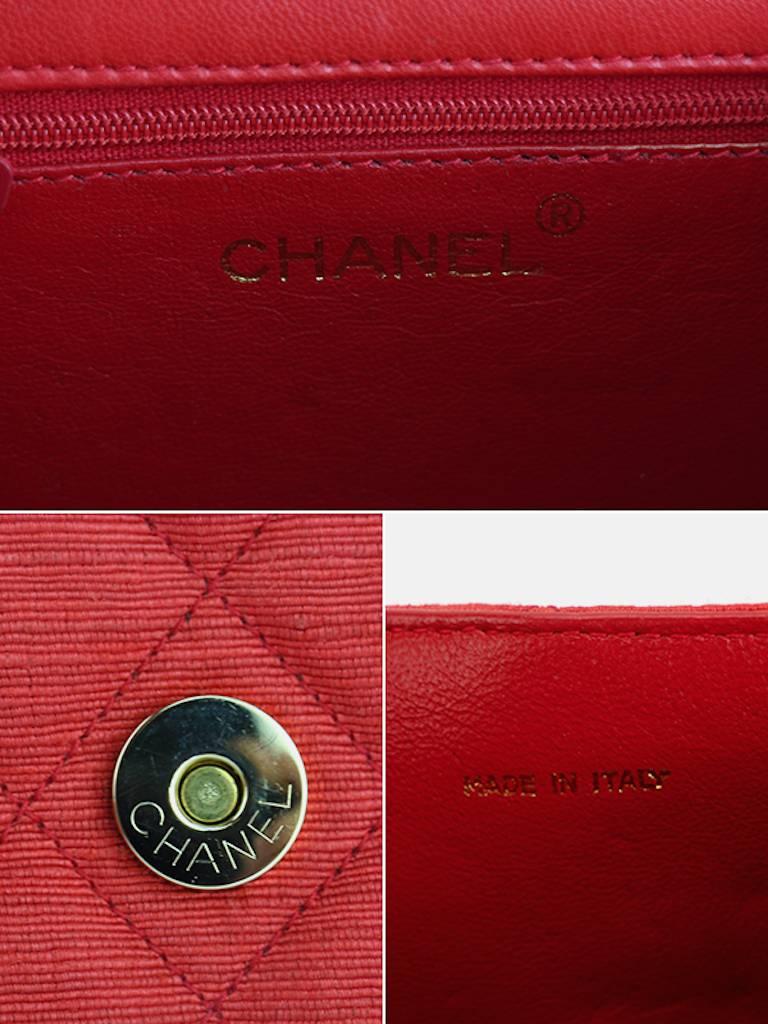 Chanel Red Silk and Satin Quilted Camellia Gold Chain Shoulder Bag 4