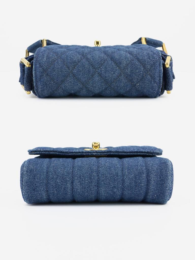 Women's Chanel Blue Denim Quilted Mini Flap Shoulder Bag