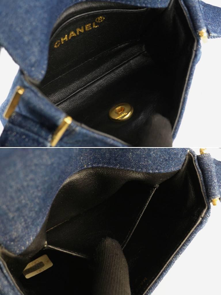 Chanel Blue Denim Quilted Mini Flap Shoulder Bag 3