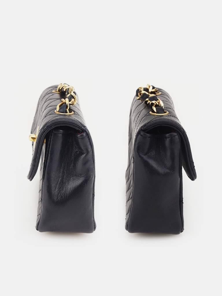 Women's Chanel Black Quilted Lambskin Mini Flap Shoulder Bag