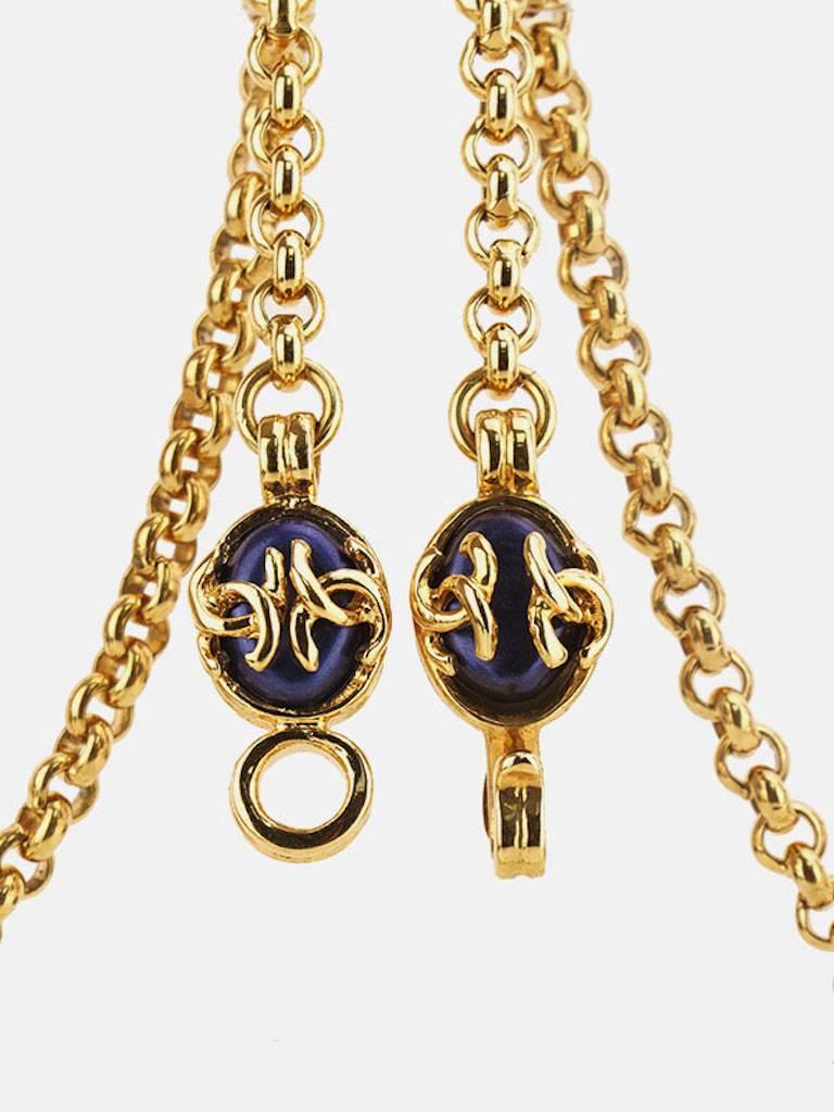 Chanel Gold Plated Blue Oval Gripoix 