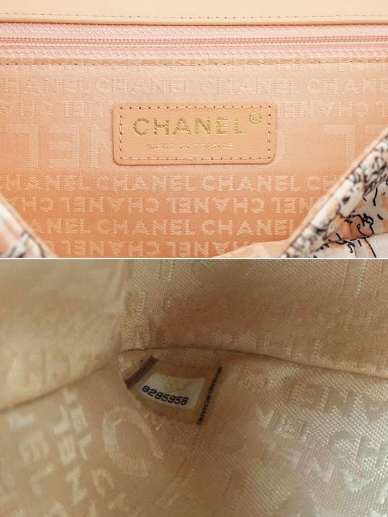 Chanel Peach Lambskin with Printed Illustration Silk Scarf Shoulder Bag ...