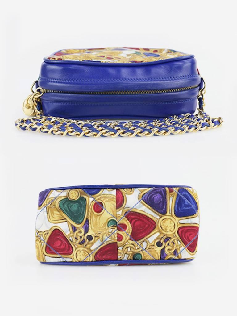 Women's Chanel Blue Lambskin with Silk Gripoix Accessories Pattern Tassel Shoulder Bag