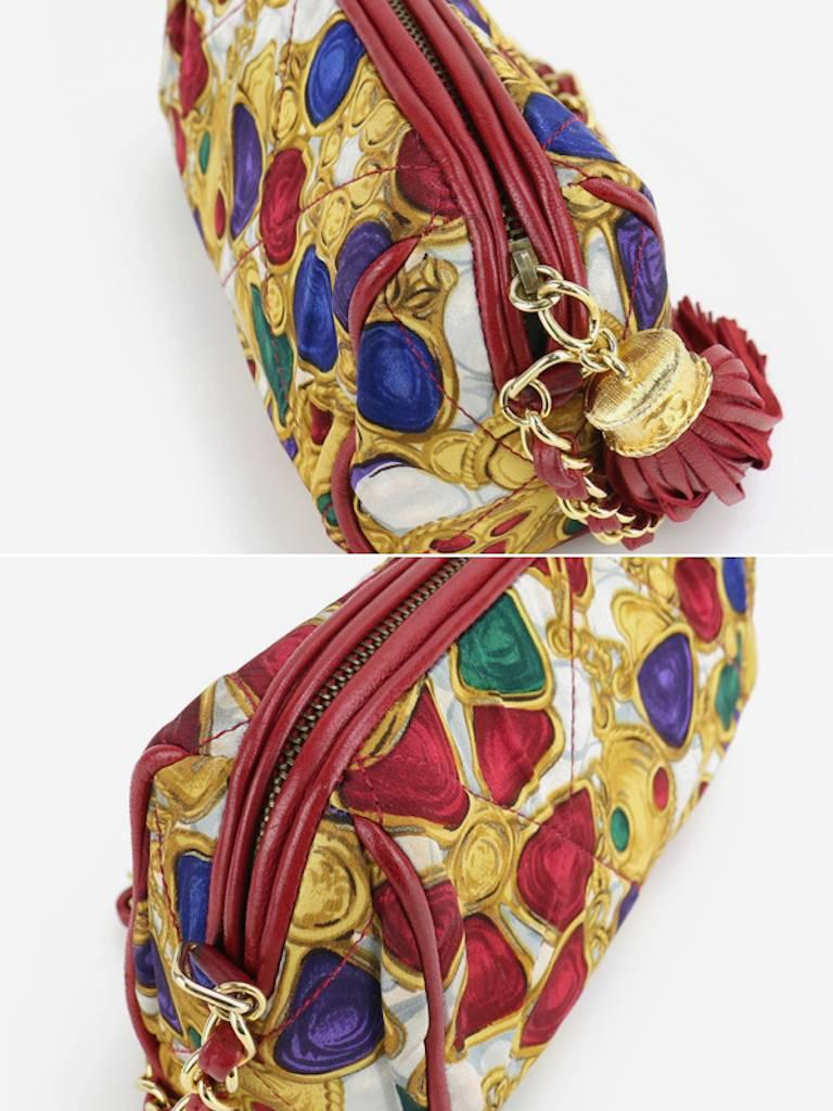 Chanel Red Lambskin with Silk Gripoix Accessories Pattern Tassel Shoulder Bag  1
