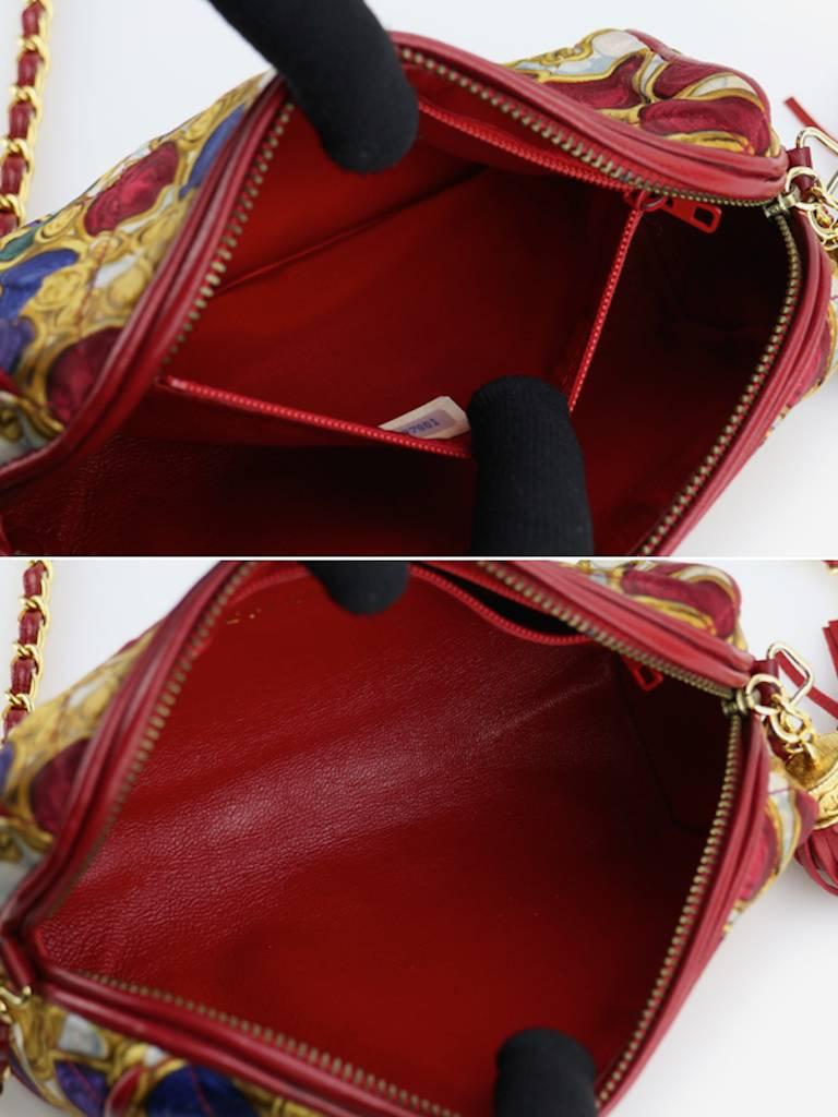 Chanel Red Lambskin with Silk Gripoix Accessories Pattern Tassel Shoulder Bag  4