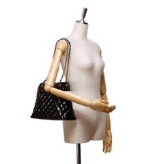 Chanel Matelasse Black Quilted Patent Leather Gold Chain Shoulder Bag