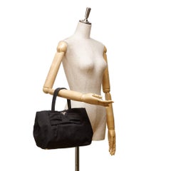 Prada Black Nylon Tessuto Bow Tote Bag