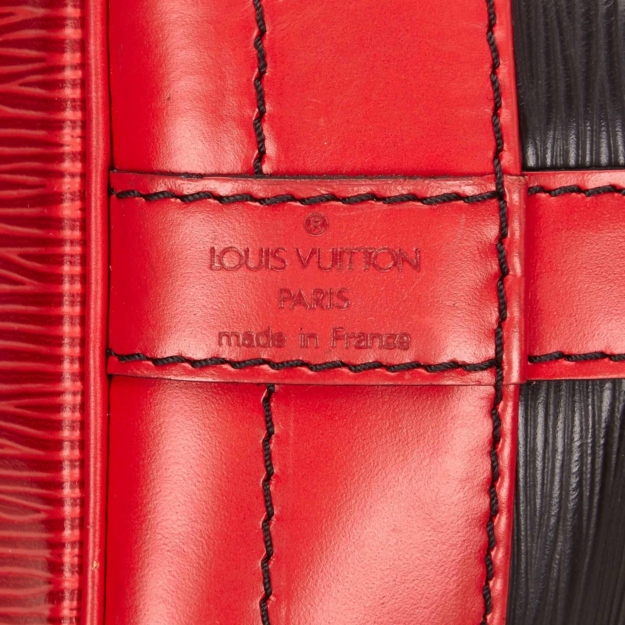 Men's Louis Vuitton Black and Red Epi Noe Bi colour Bucket Shoulder Bag