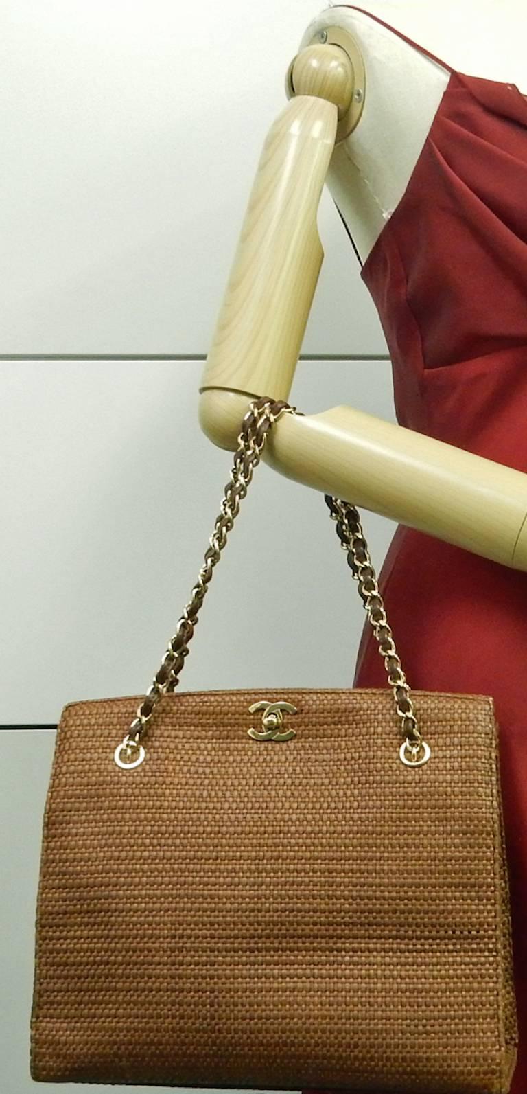 Chanel Brown Bamboo Gold Chain Shoulder Bag 6
