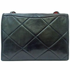Chanel Red and Navy Quilted Lambskin with Triangle Flap Shoulder Bag