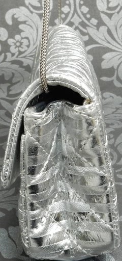 Chanel Silver Metallic Quilted Calf Skin Leather Flap Reissue Shoulder Bag