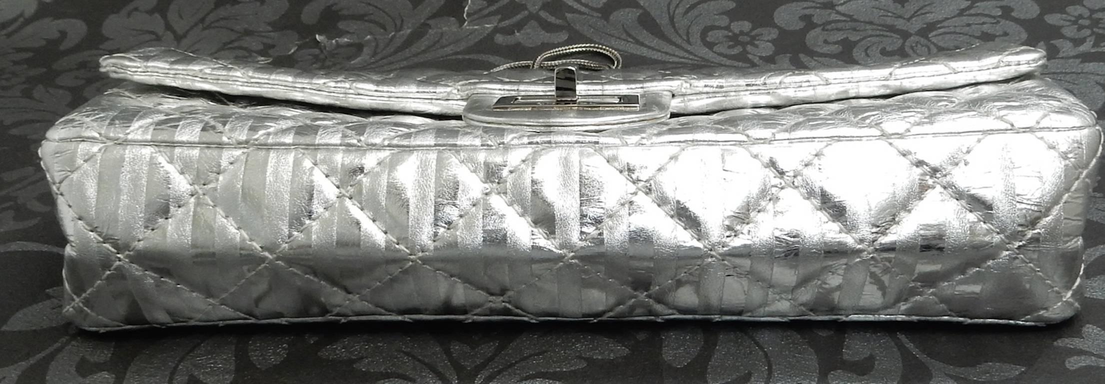 Women's Chanel Silver Metallic Quilted Calf Skin Leather Flap Reissue Shoulder Bag
