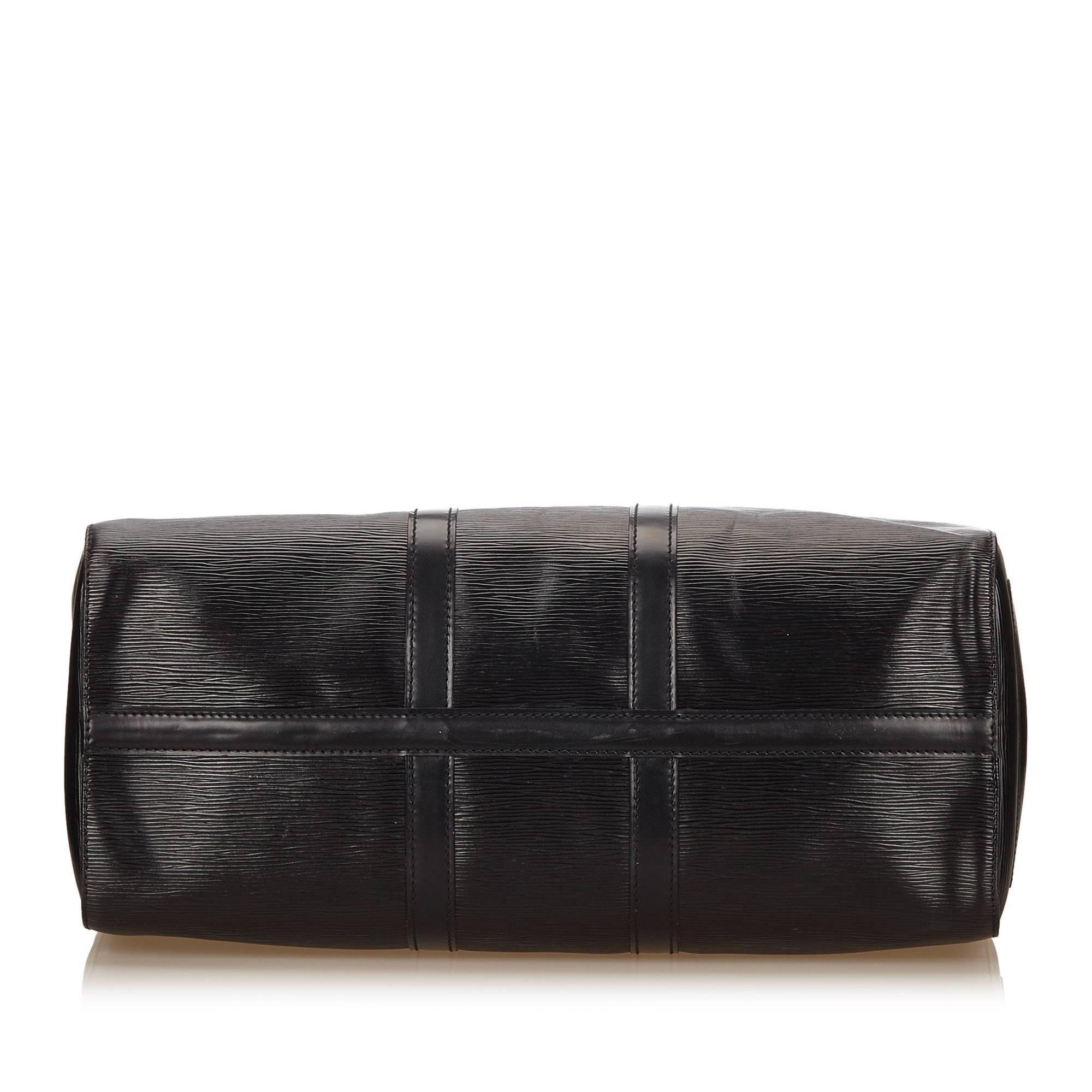 Women's or Men's Louis Vuitton Black Epi Keepall 45 Duffle Bag
