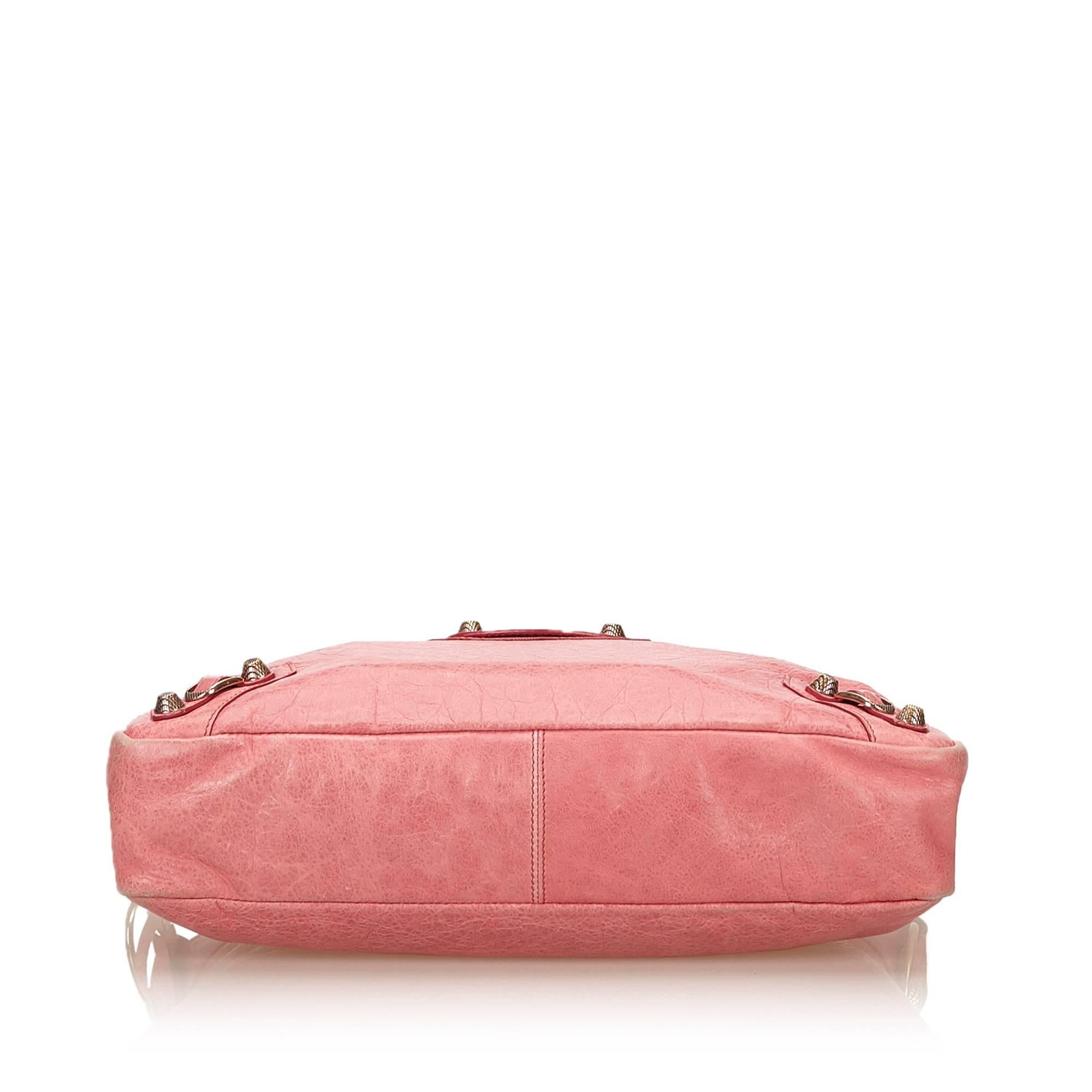 Women's Balenciaga Pink Leather Giant Town Shoulder Bag