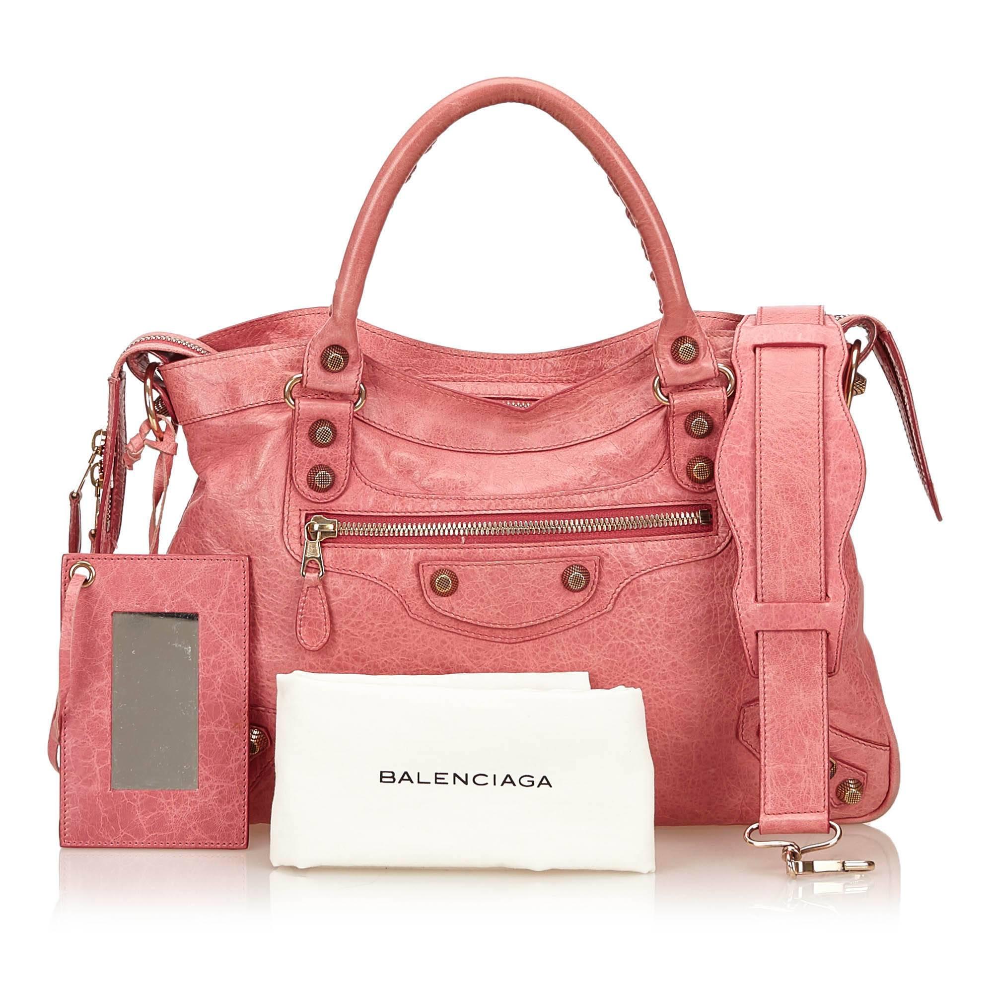 Balenciaga Pink Leather Giant Town Shoulder Bag 3