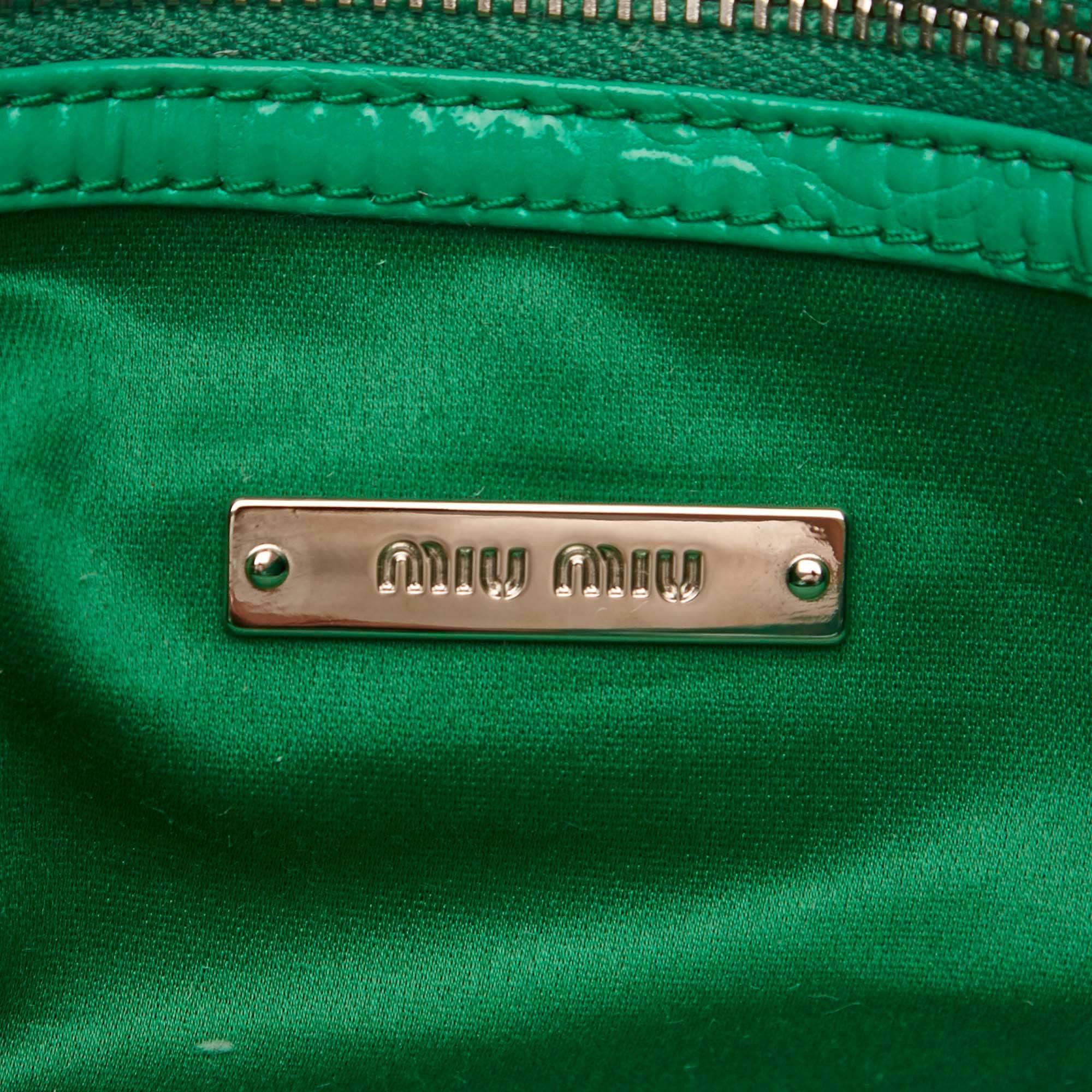 Mui Mui Green Patent Croc Leather Tote Bag 1