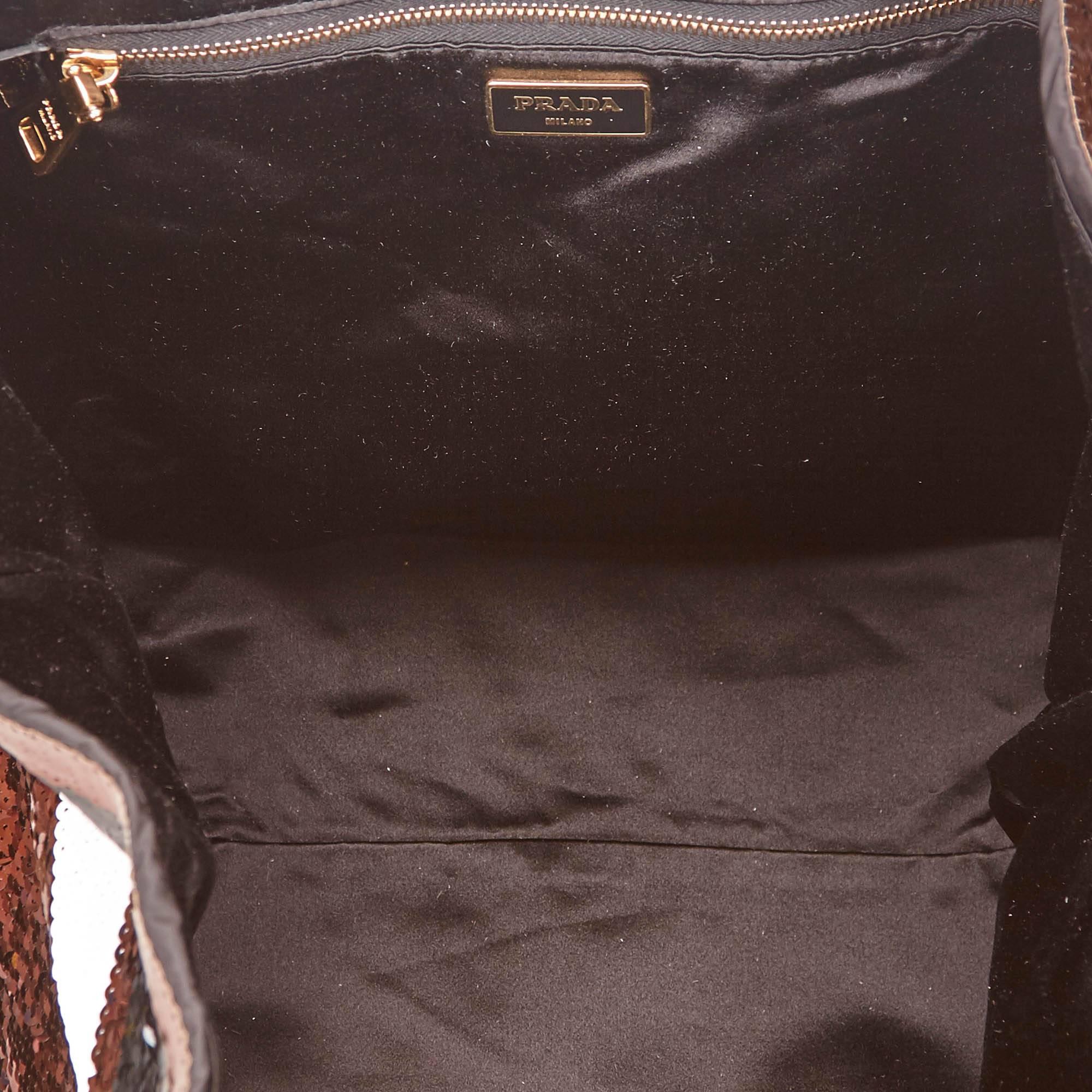 Prada Brown/Black/White  Sequinned Tote Bag 1