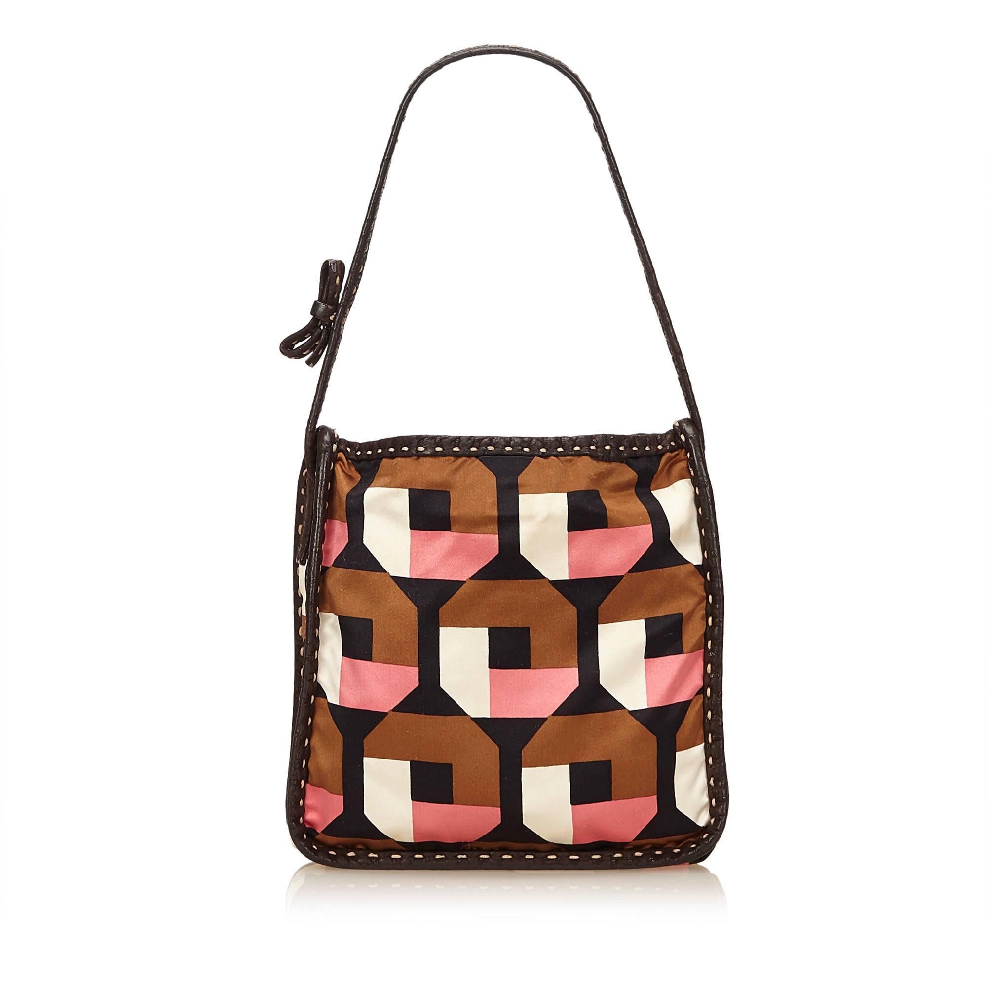 Brown Prada Pink and Multi Colour Saffiano Print Handbag 