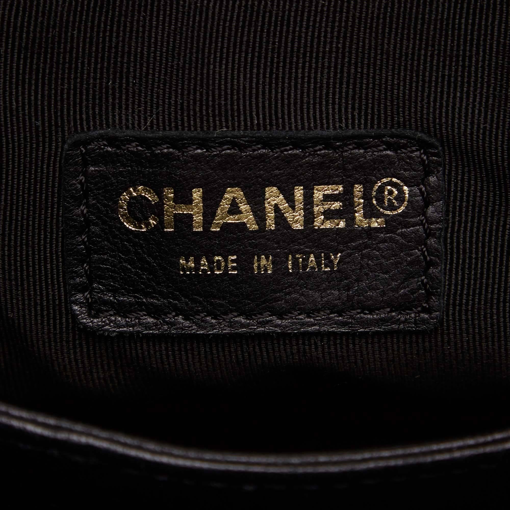 Chanel Black Leather Choco Bar Bucket Shoulder Bag 2