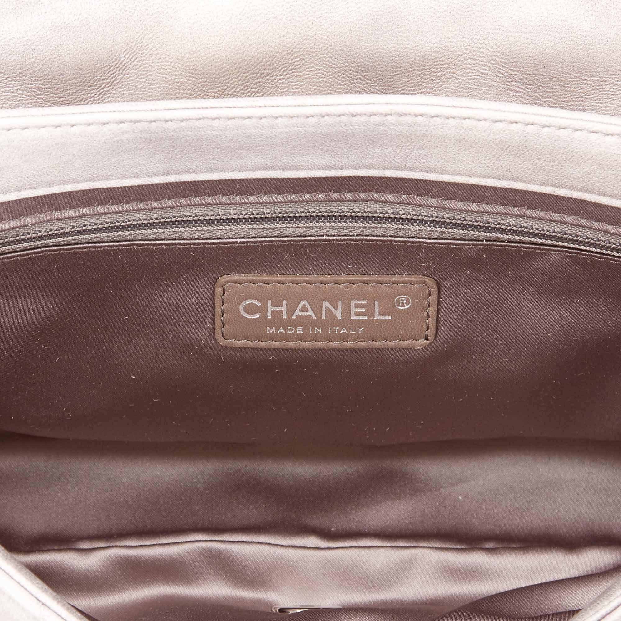 Chanel Gray Matelasse Quilted Lambskin Leather Flap Shoulder Bag  3