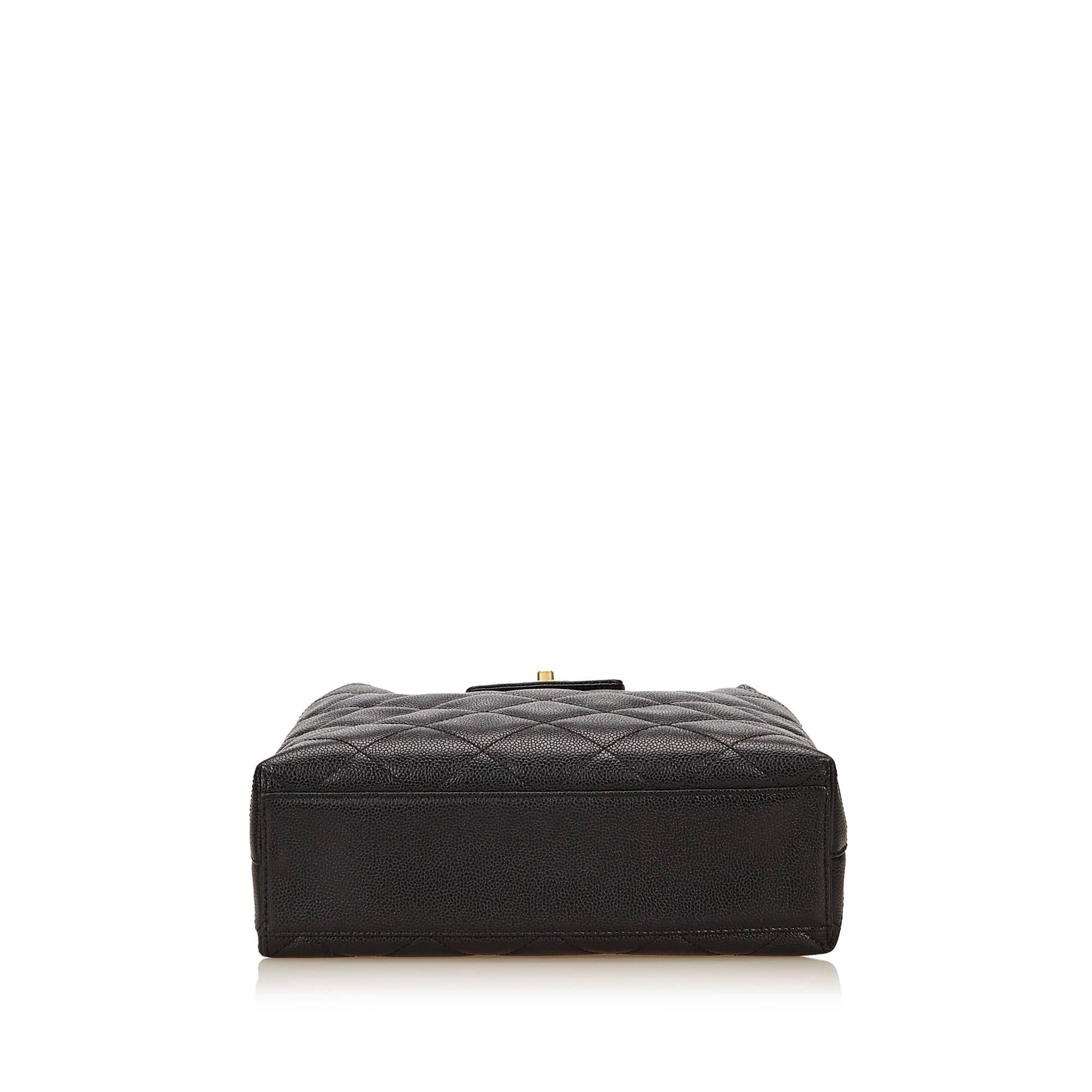 Chanel Black Matelasse Quilted Caviar Leather Shoulder Bag 1
