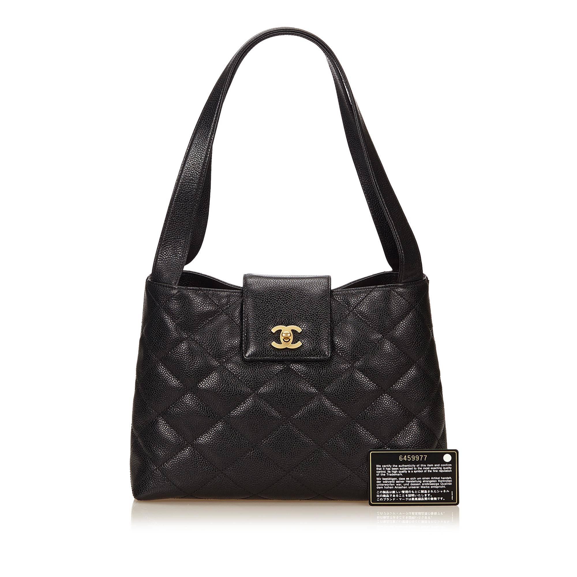 Chanel Black Matelasse Quilted Caviar Leather Shoulder Bag 5