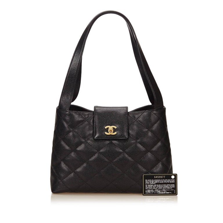 Chanel Black Matelasse Quilted Caviar Leather Shoulder Bag at 1stDibs
