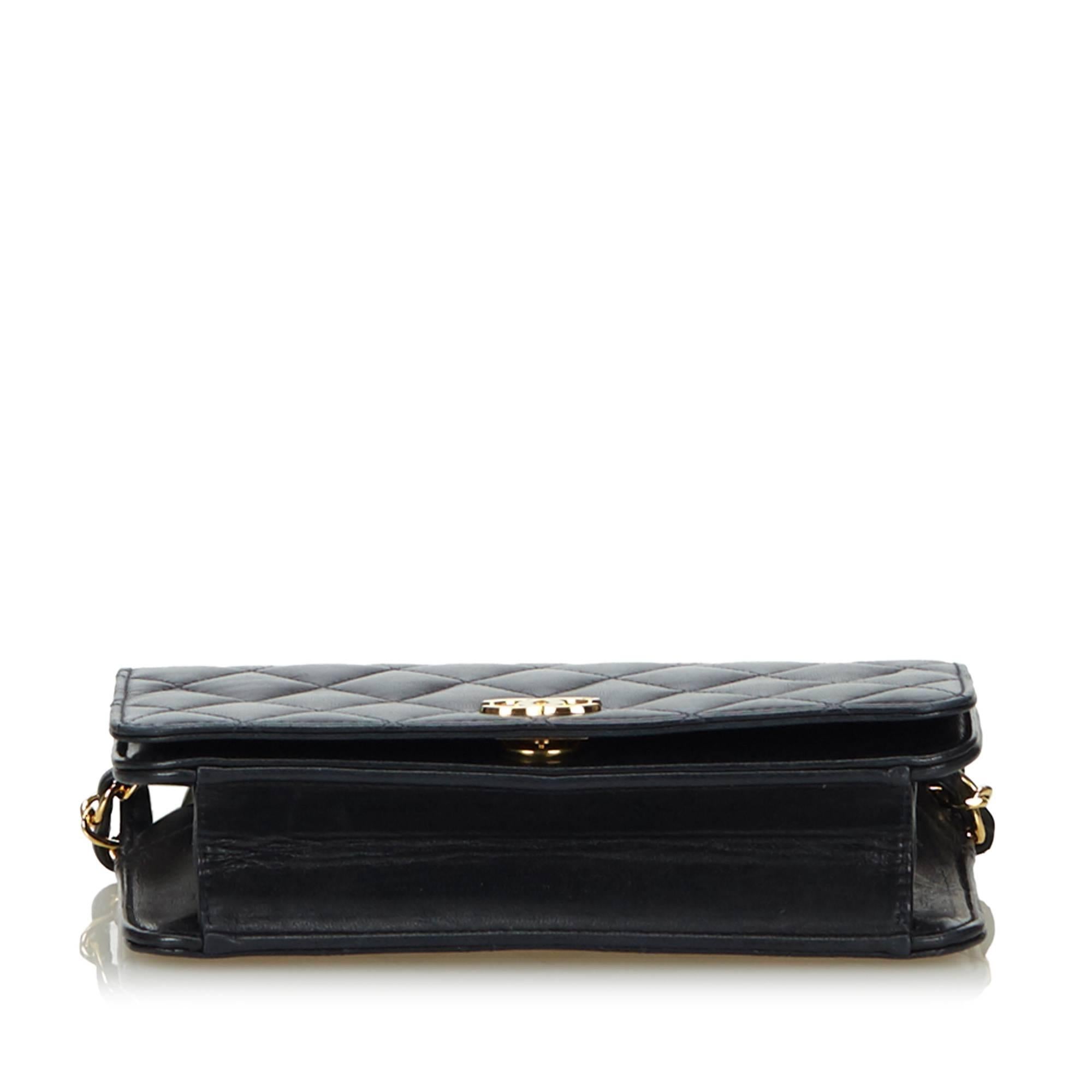 Women's Chanel Black Quilted Lambskin Full Flap Shoulder Bag