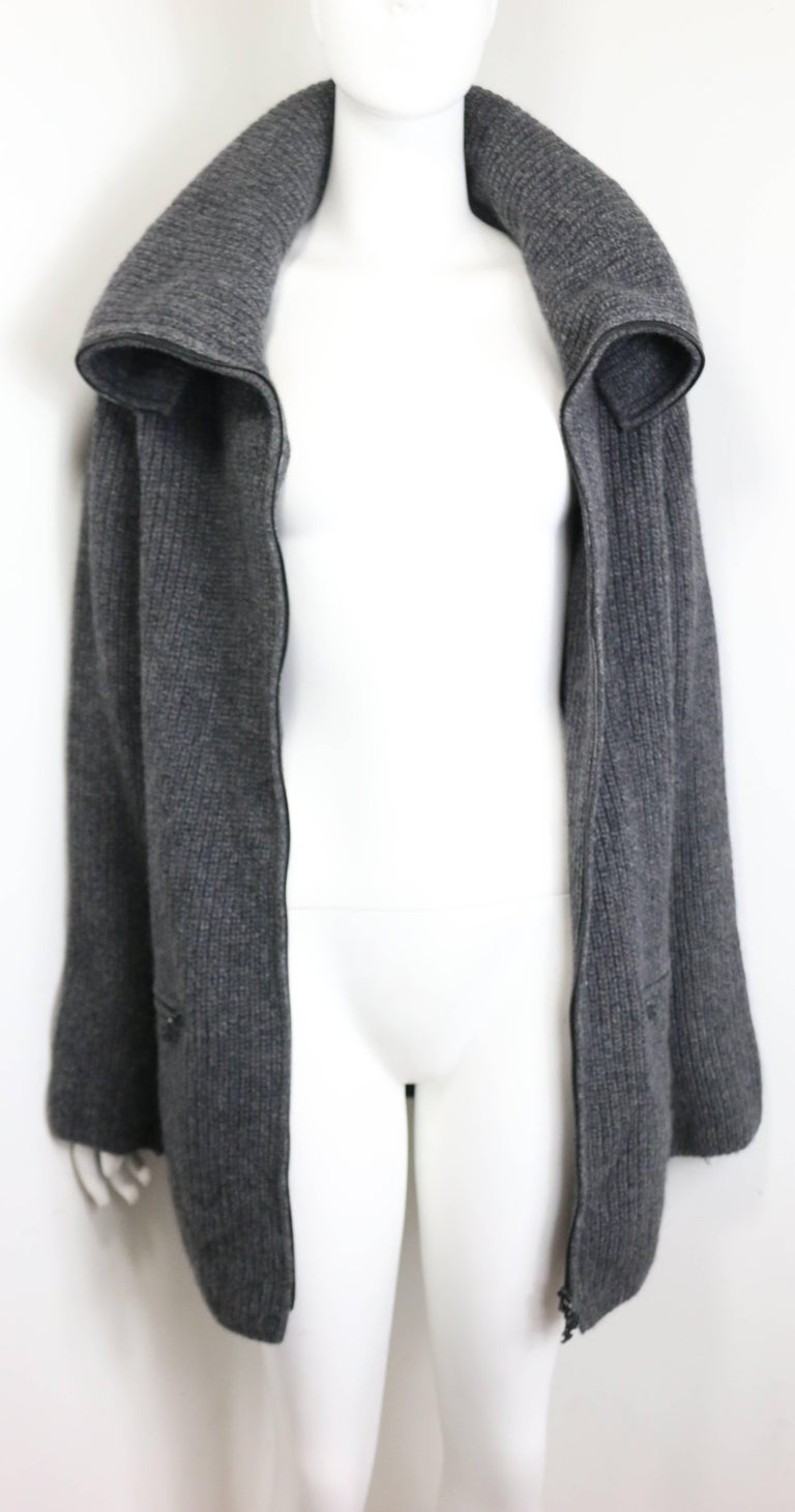 Fall 2003 Chanel Grey Wool and Cashmere High Neck Zippers Long Cardigan ...
