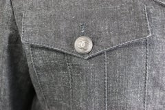 Chanel Grey Denim with Wool Sleeves Jacket