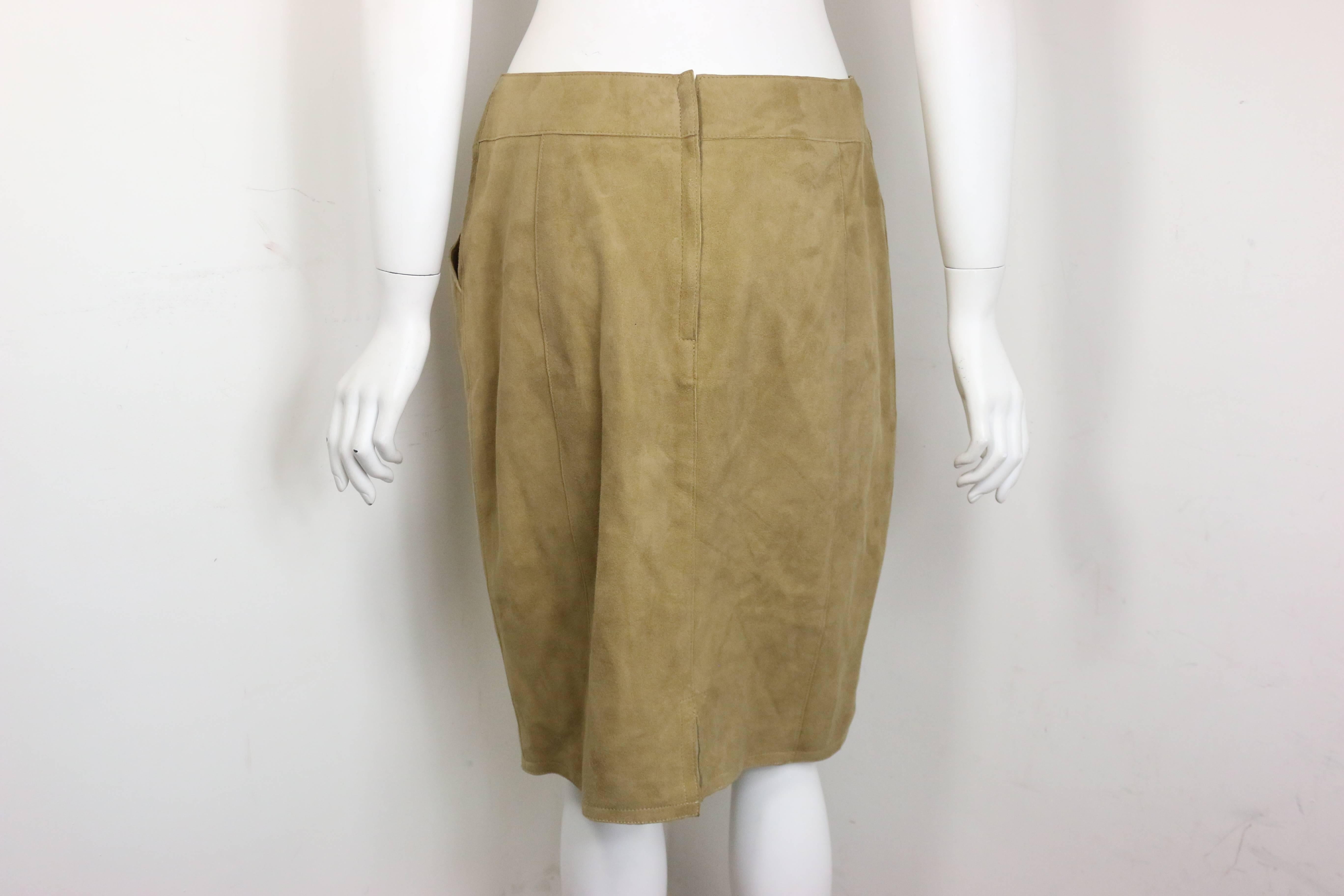 beige suede skirt