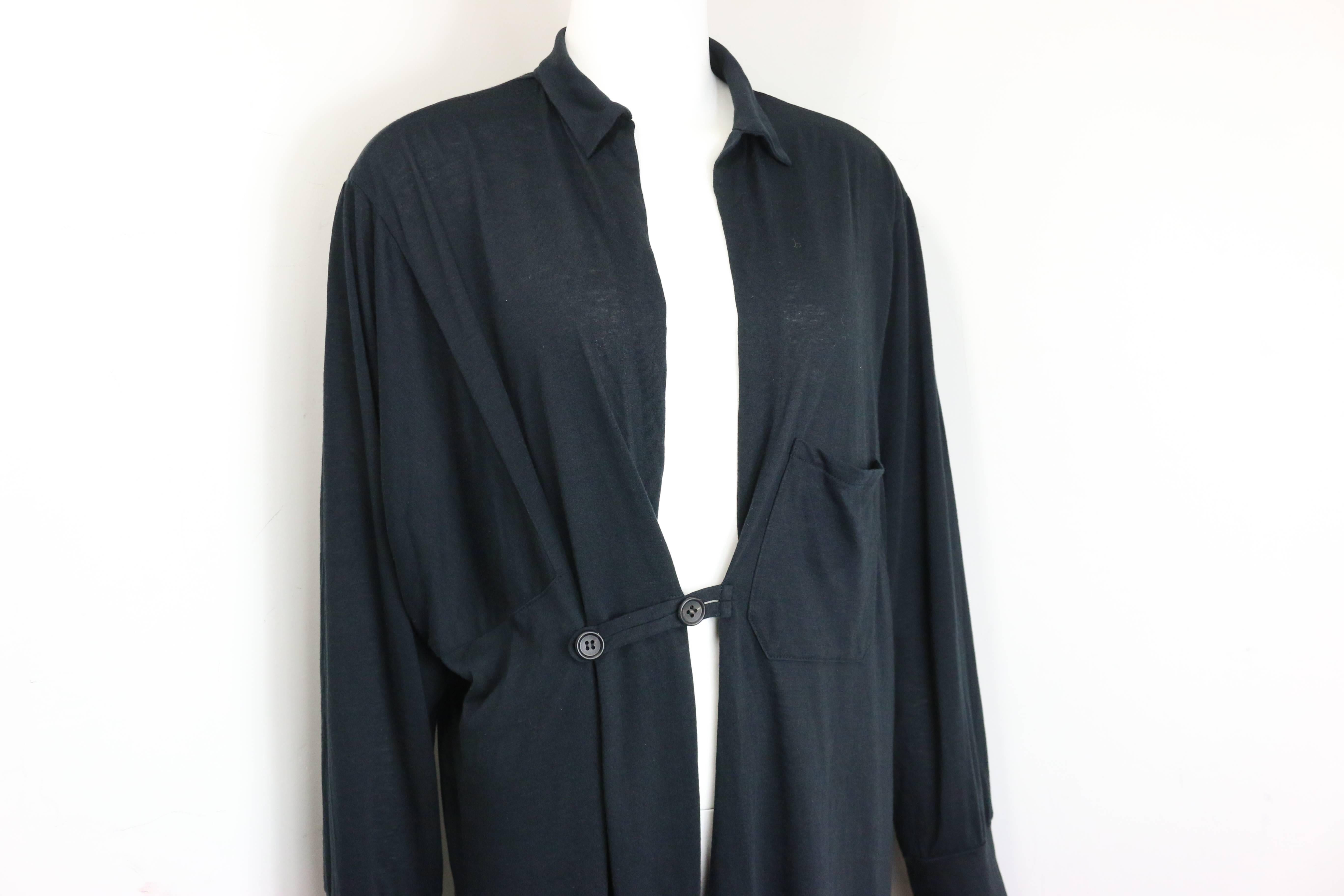 Y's by Yohji Yamamoto Black Long Cotton Coat In Excellent Condition For Sale In Sheung Wan, HK