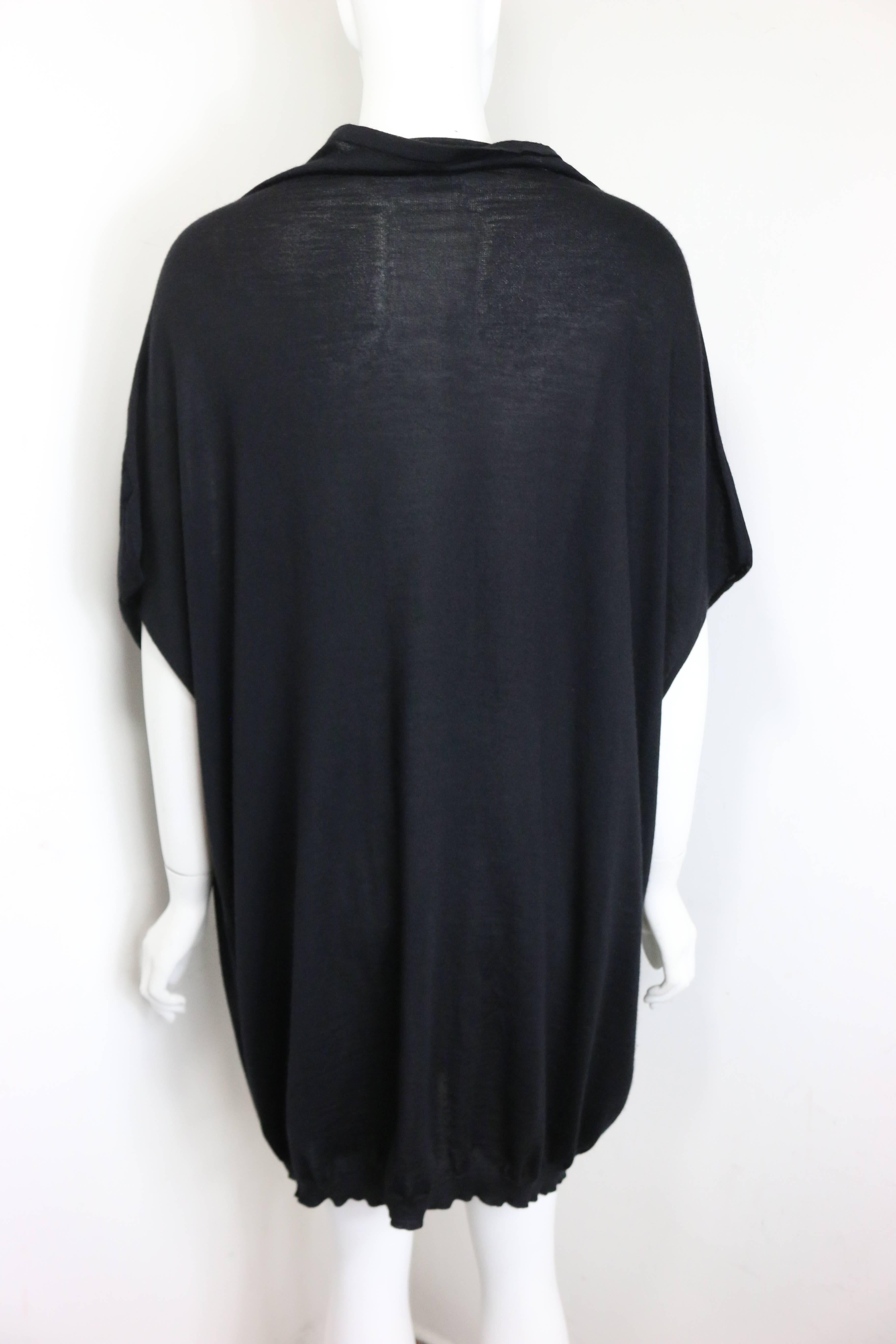 Black Jil Sander by Raf Simons Cashmere and Silk Sleeveless Oversize Top For Sale