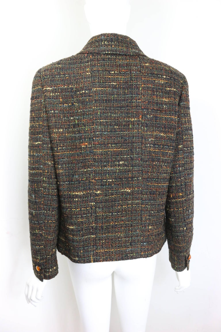 1998 A/W Chanel Brown Multi Colour Cropped Tweed Jacket For Sale at ...