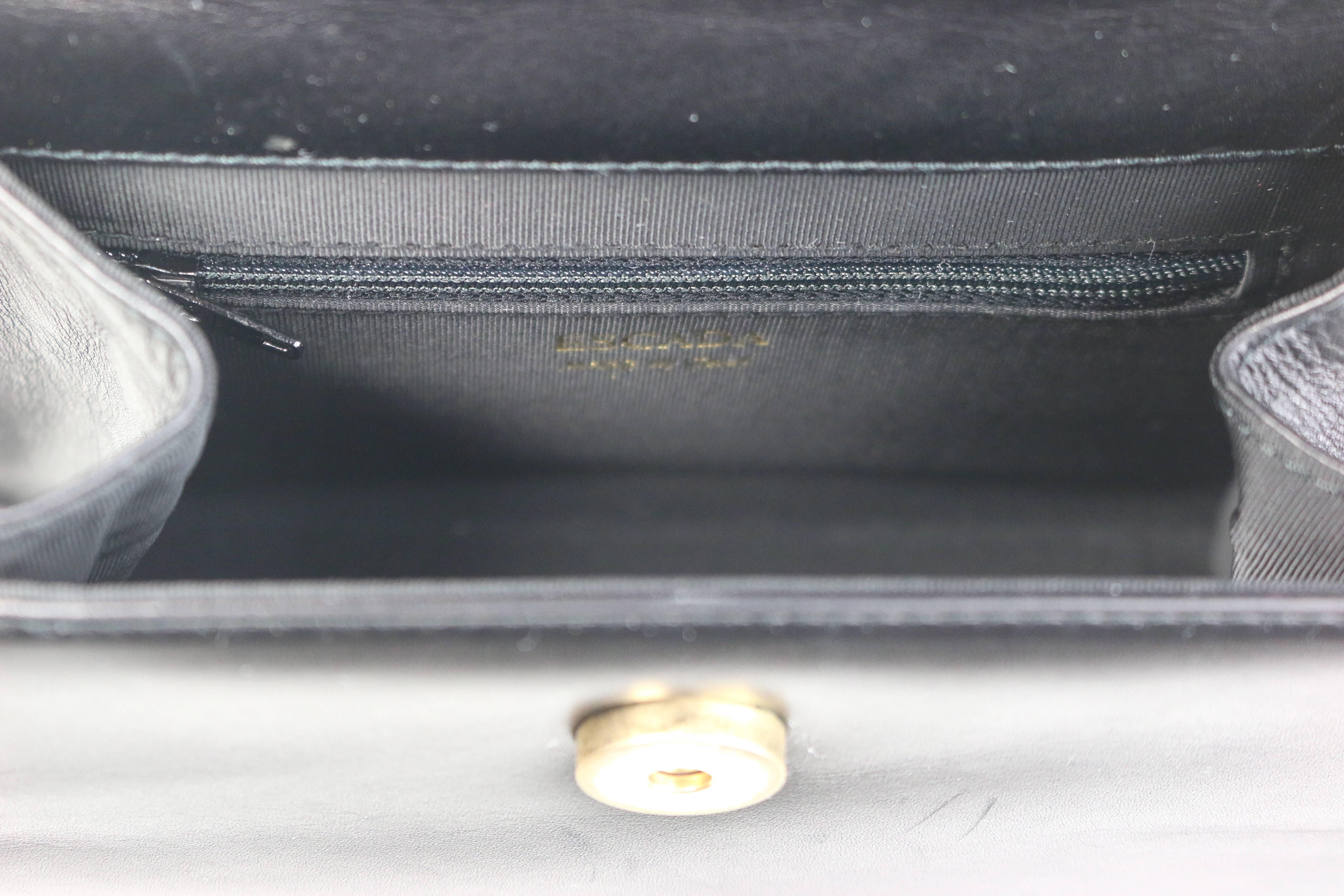 Escada Black Leather Gold Dices Flap Handbag  2
