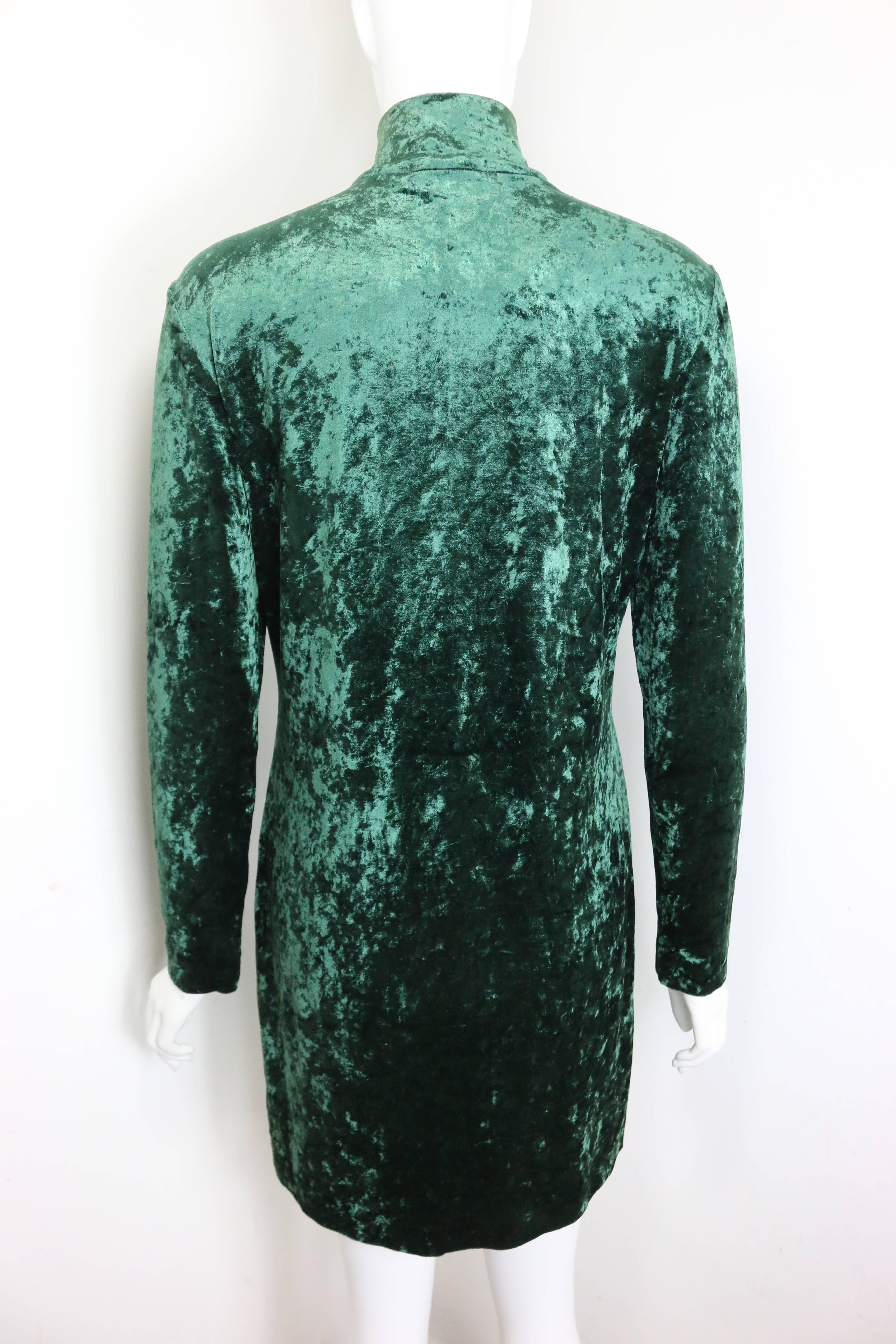 green crushed velvet dress