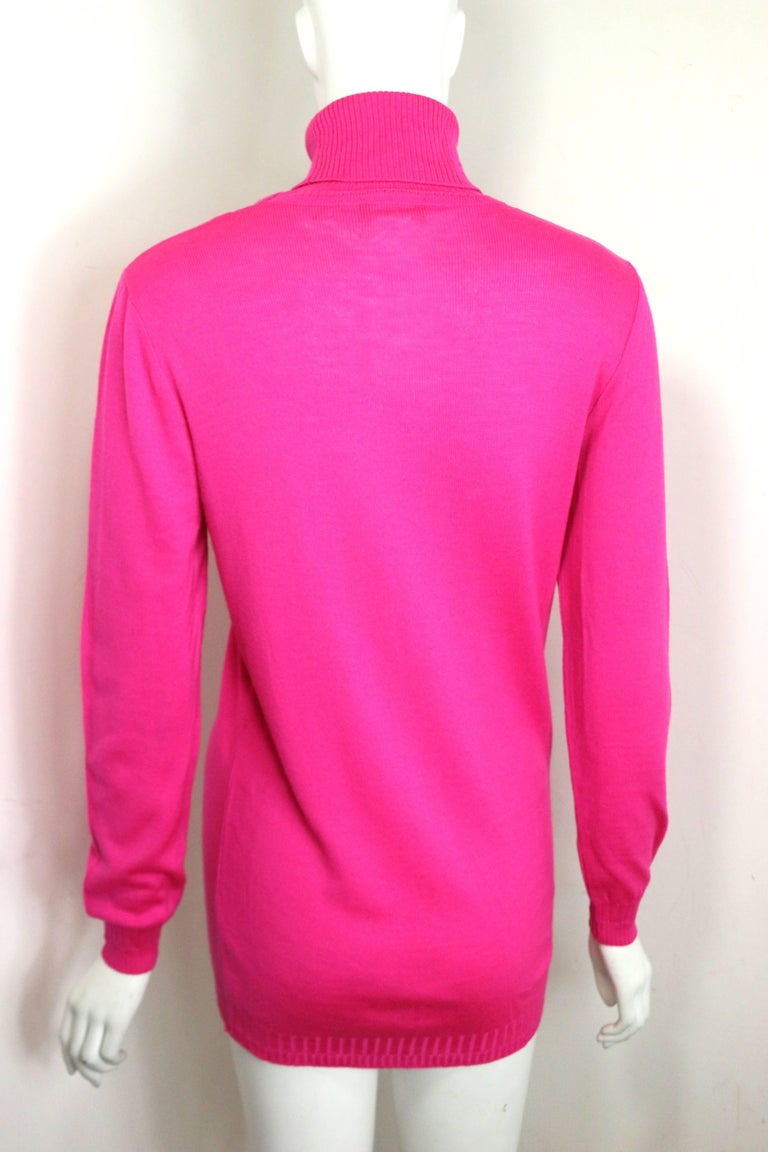 Gianni Versace Couture Pink Wool Turtleneck Top For Sale at 1stDibs