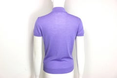 90s Gianni Versace Couture Purple Cashmere and Wool Mock Neck Short Sleeves Top