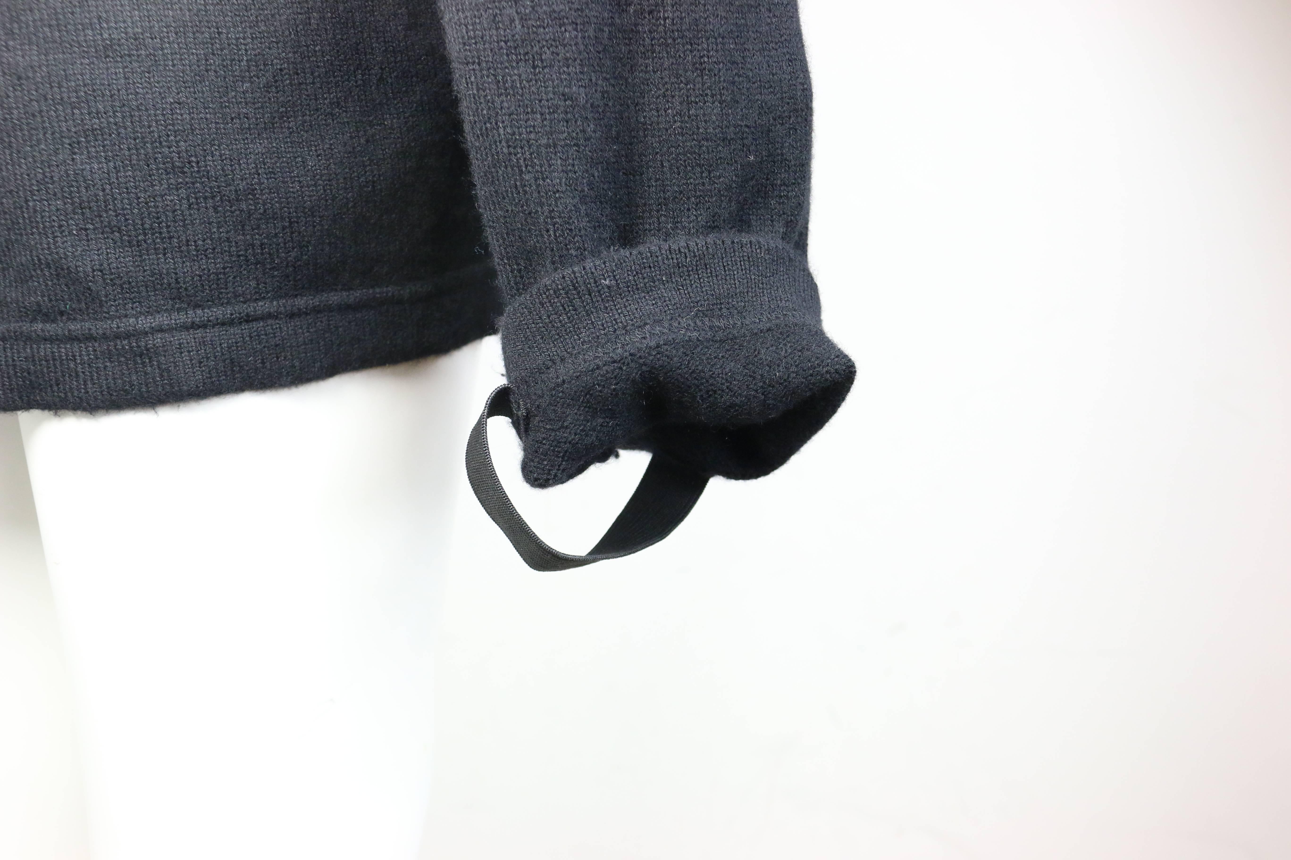 Unique Helmut Lang Black Wool Hoodie with Faux Hair  For Sale 1