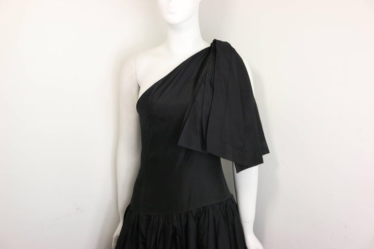 chanel cambon dress one shoulder Chanel Black Silk Taffeta One Shoulder Evening Gown at 1stDibs