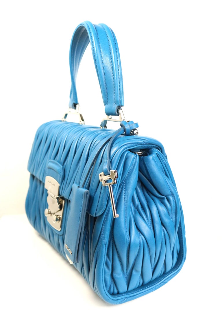 Miu Miu Arcadie Matelassé Nappa Leather Mini-bag in Blue