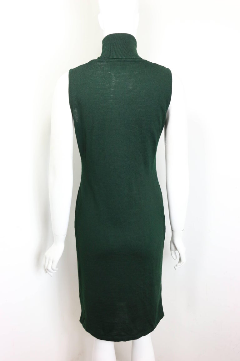 Versace Jeans Couture Green Wool Sleeveless Turtle Neck Dress For Sale at  1stDibs | wool sleeveless dress