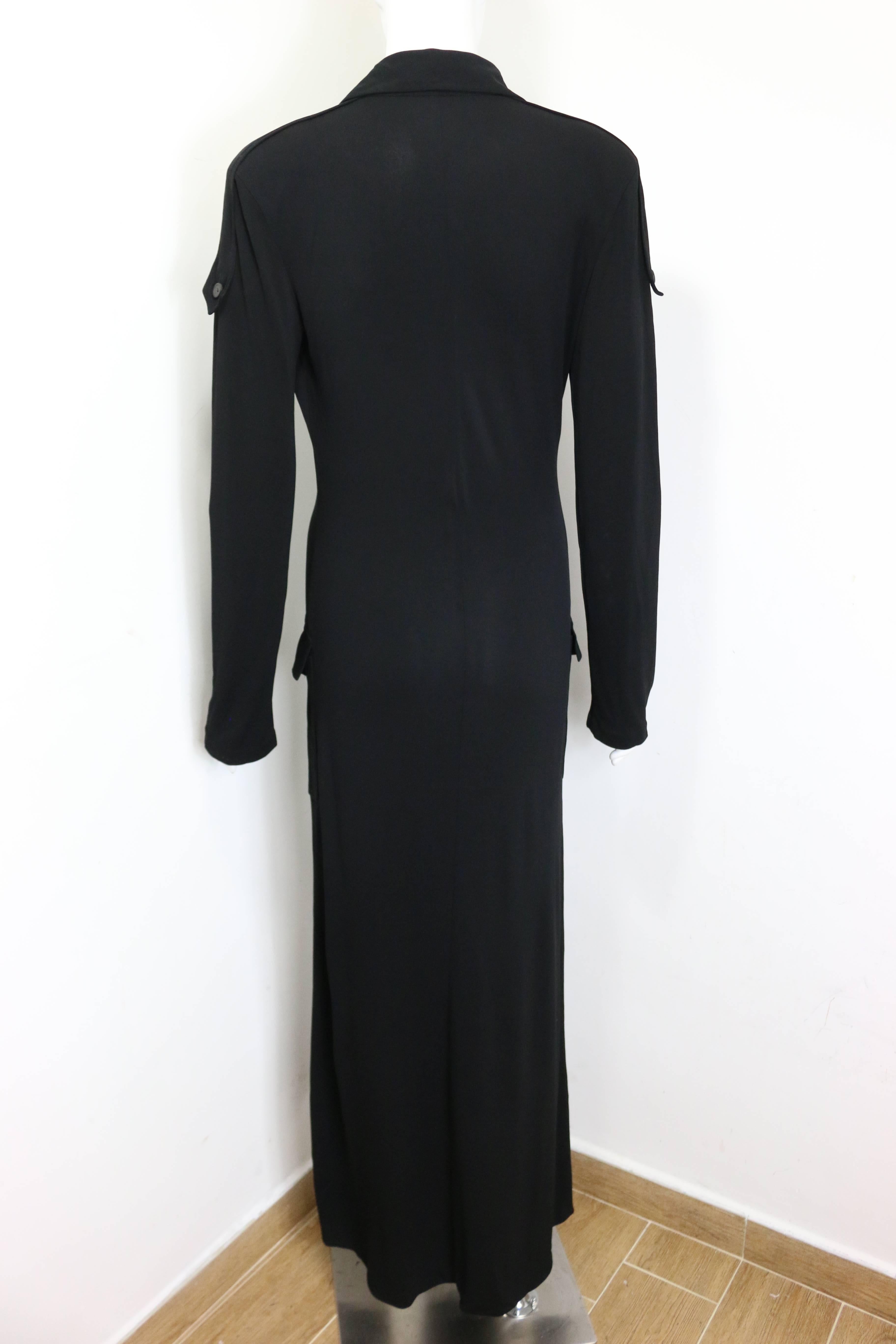 Fall 1996 Gucci by Tom Ford Black Safari Style Maxi Dress In Excellent Condition In Sheung Wan, HK