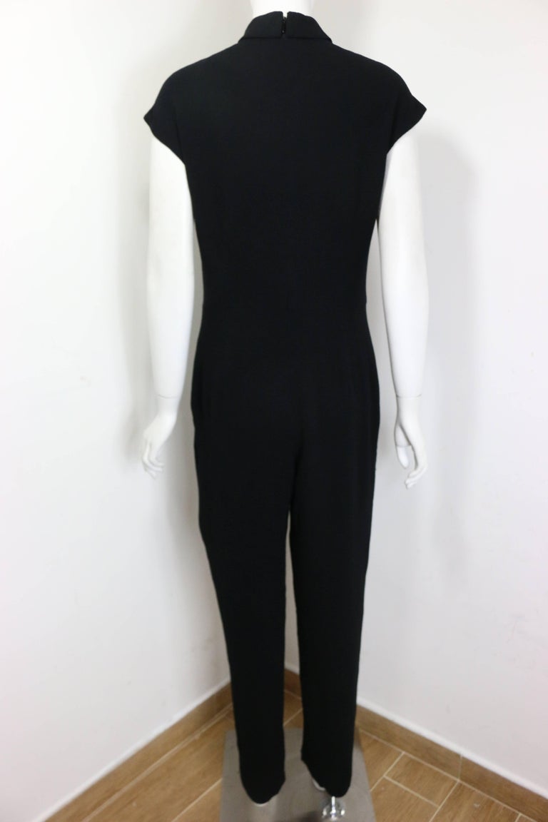 Fall 1996 Chanel Black Wool Short Sleeves Jumpsuit  For Sale 1